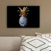 Ananas - Bloemen patroon - Goud - Delftsblauw canvas 2cm klein -sfeer3