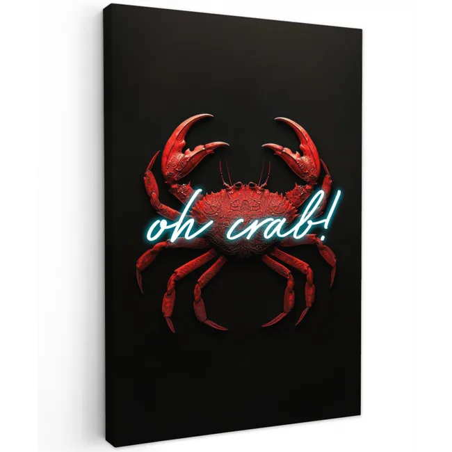 Krab - Rood - Neon - Quote Tuinposter op houten frame 2 cm dik klein -3d