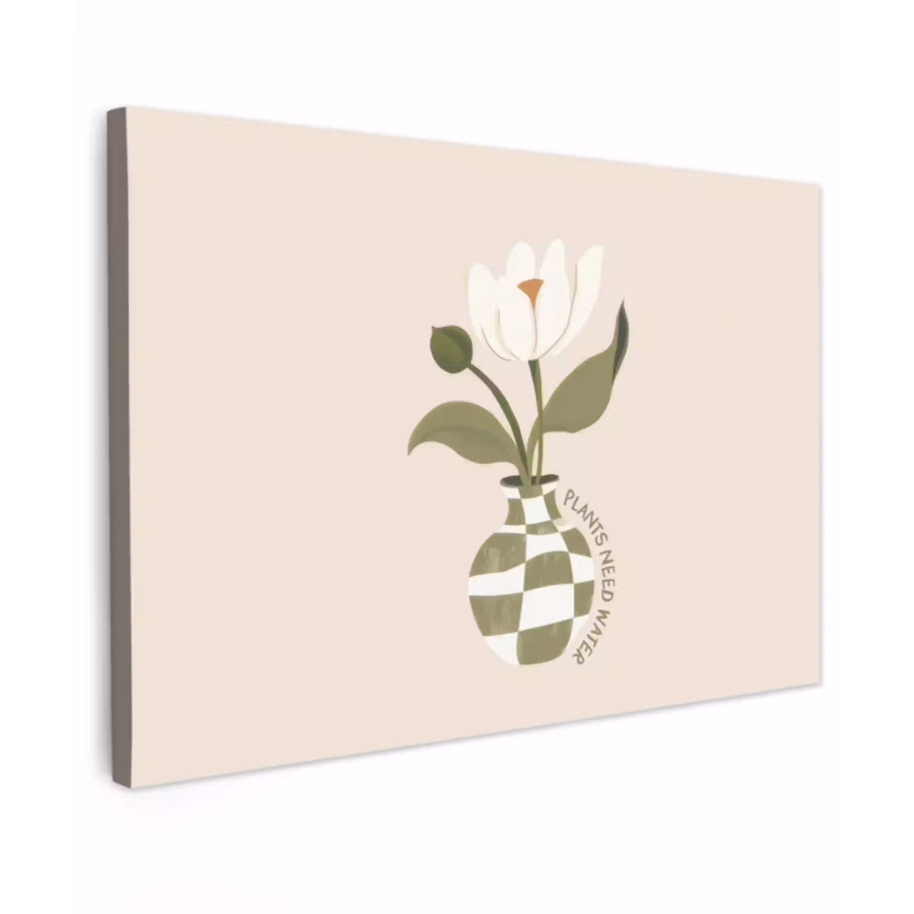 Bloem - Wit - Vaas - Quote canvas 2cm klein -z3d