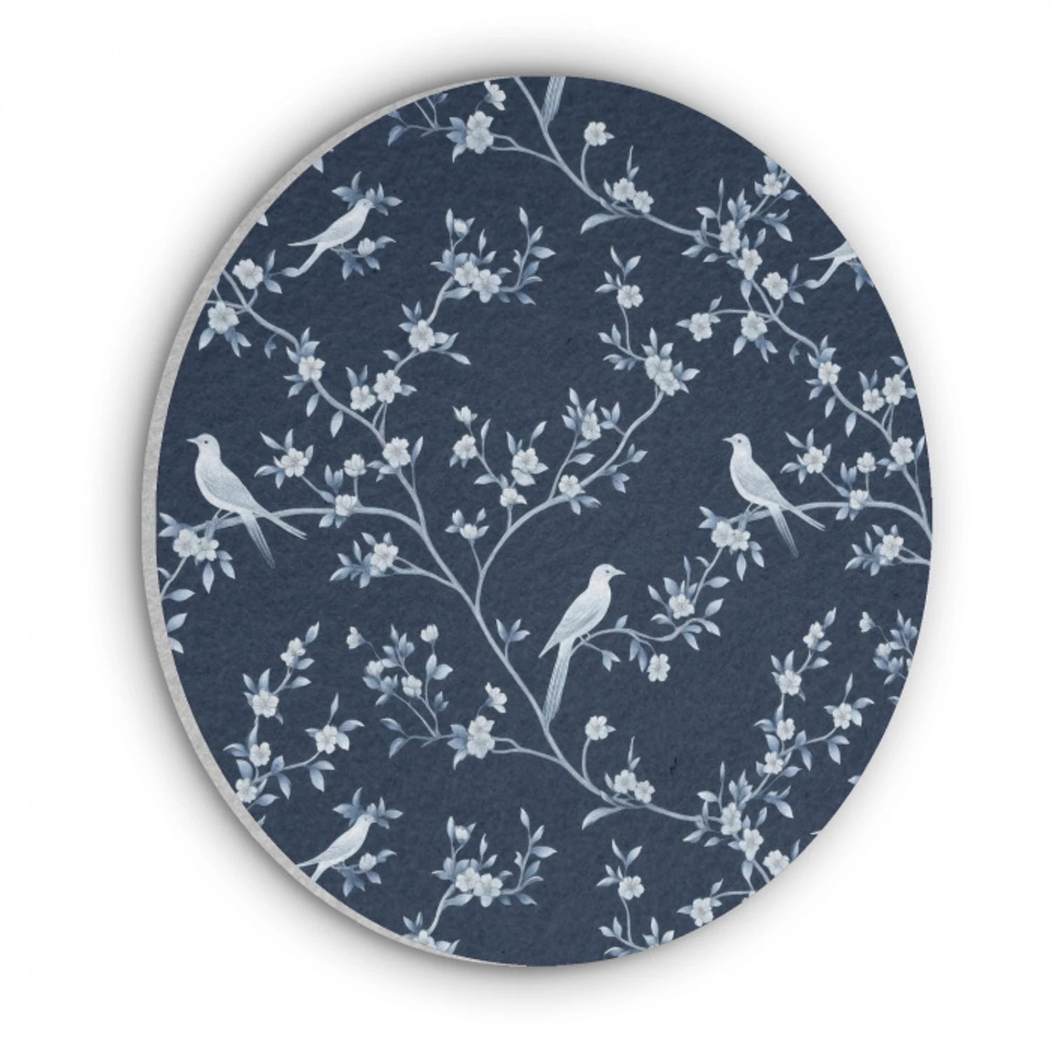 Grafisch - Bloesemtak - Blauw Akoestische PET Vilt - Rond klein 838 -3d