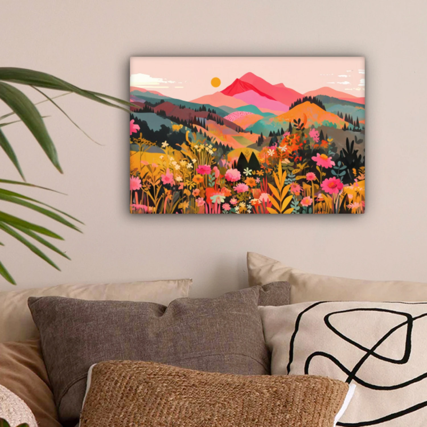 Zonsondergang - Bergvallei - Contrast canvas 2cm klein -sfeer1