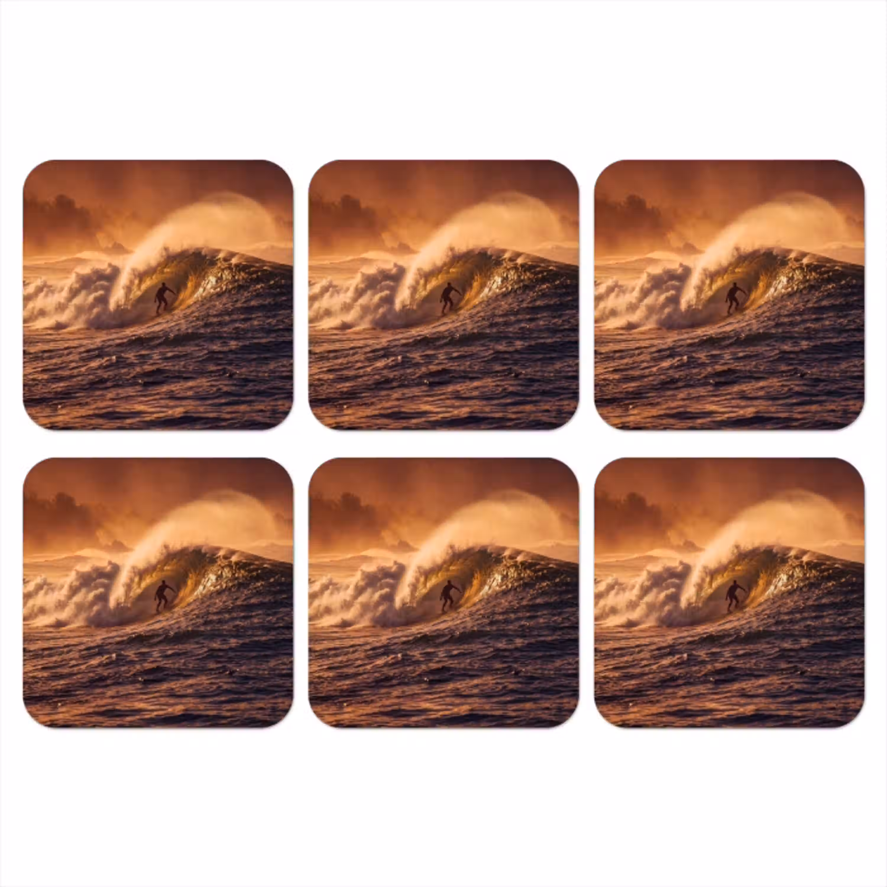 Surfer - Golf - Oceaan - Sport - Oranje onderzetter kurk middel -3d