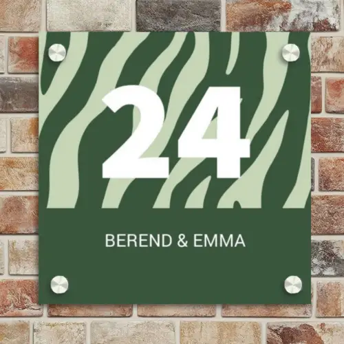 Groen zebra - Klassiek Naambord Vierkant klein -sfeer2