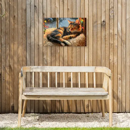 Kat - Kerst - Winter - Dier Tuinposter op houten frame 2 cm dik klein -sfeer4
