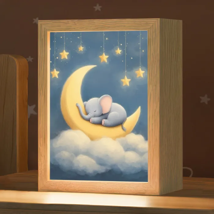 Sterren - Olifant - Maan - Wolken Light Box met kabel klein -zzz_3d_website