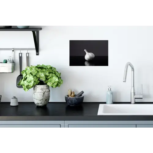 Knoflook - Zwart - Wit Muursticker klein -keuken