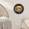 Hamburger - Graffiti - Verf - Kleurrijk - Eten - Abstract Akoestische PET Vilt - Rond klein -sfeer4