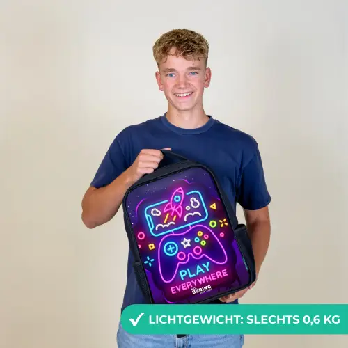Neonillustratie met een controller Rugzak - Zwart middel -sfeer7_NL