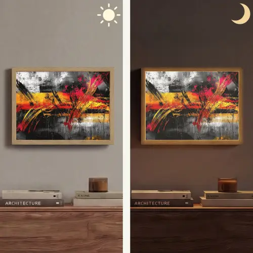 Kunst - Zwart - Abstract Light Box met batterij (Wandlamp) middel -sfeer3
