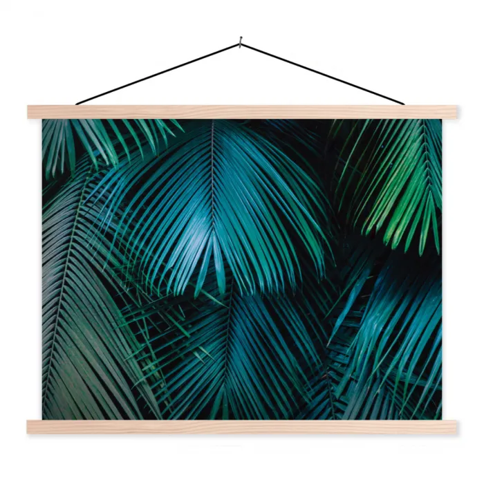 Inductie mat - Jungle - Inductie beschermer - Palmblad - Natuur textielposter latten blank klein -3d