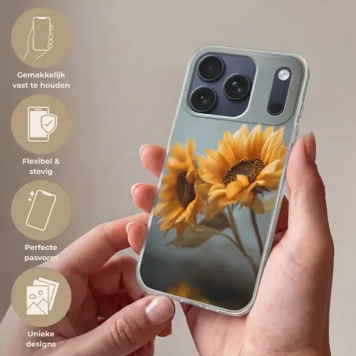 Zonnebloemen - Geel - Wazig Telefoonhoesje iPhone 17 Pro klein -sfeer3_NL