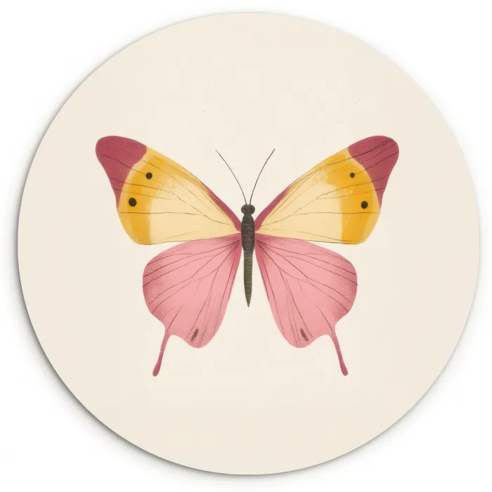 Vlinder - Illustratie - Roze Wandcirkel plexiglas klein -3d