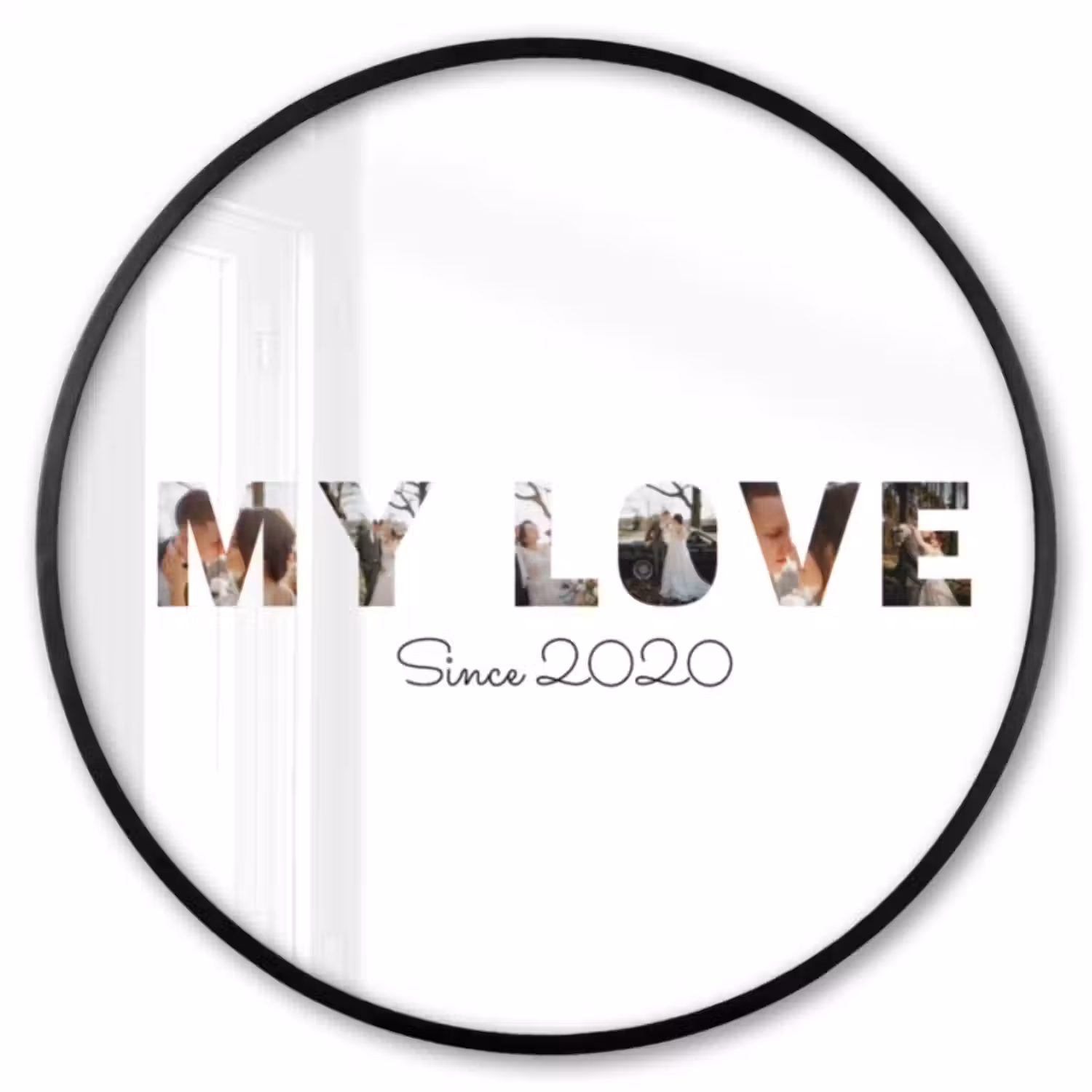 Gepersonaliseerde ronde fotolijst - My Love - Lettercollage