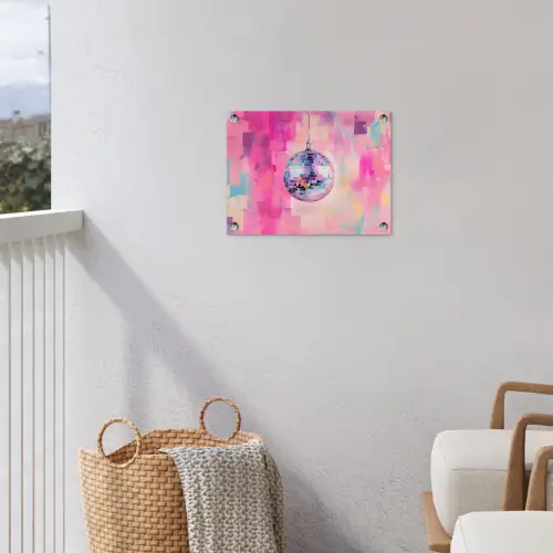 Discobal - Pink - Verf tuinposter los doek klein -sfeer8