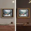 Hert - Landschap - Winter - Natuur - Dieren - Doorkijk - Bergen Light Box met batterij (Wandlamp) middel -sfeer3