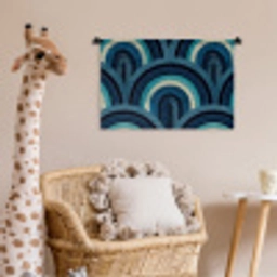 Bogen - Geometrisch - Patroon - Blauw - Retro Wandkleed katoen klein 269 -wsfeer5_kind