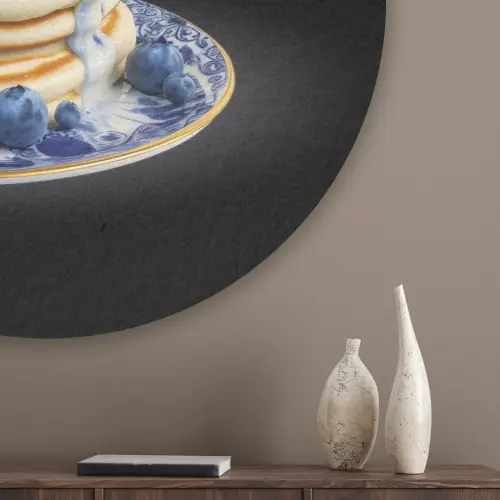 Pannenkoeken - Blauwe Bessen - Bord Akoestische PET Vilt - Rond klein -sfeer5_closeup