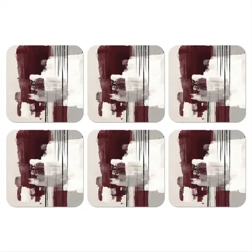 Penseelstreken - Abstract - Lijnen - Rood onderzetter kurk middel -3d