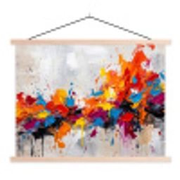 Abstract - Schilderij - Kleurrijk - Dynamisch textielposter latten blank klein -3d