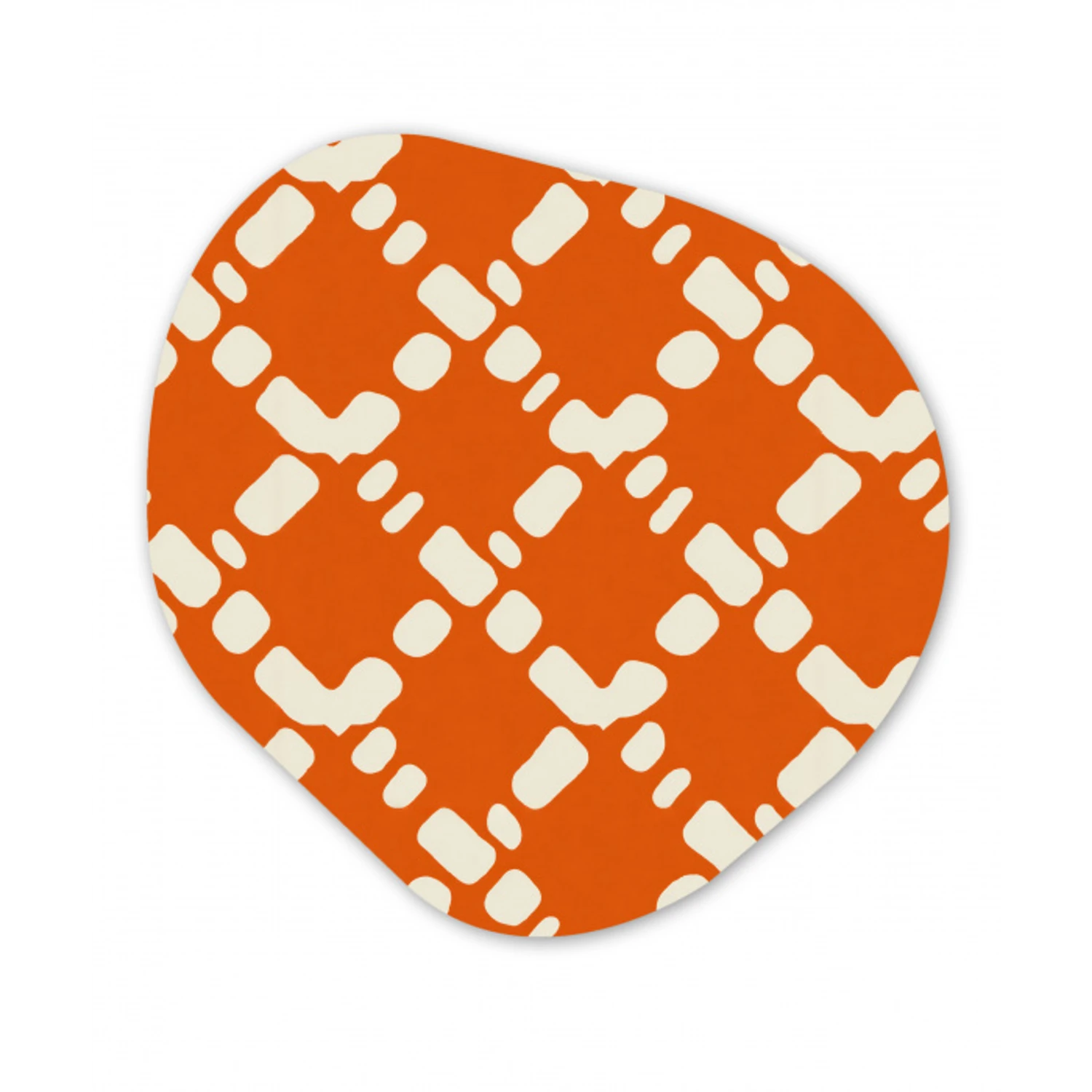 Oranje - Ruitpatroon - Wit Wandcirkel Organisch Forex 3mm klein 629 -3d