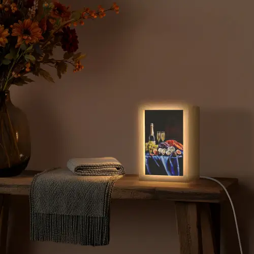 Champagne - Luxe - Oesters Light Box met kabel (Tafellamp) klein -sfeer4