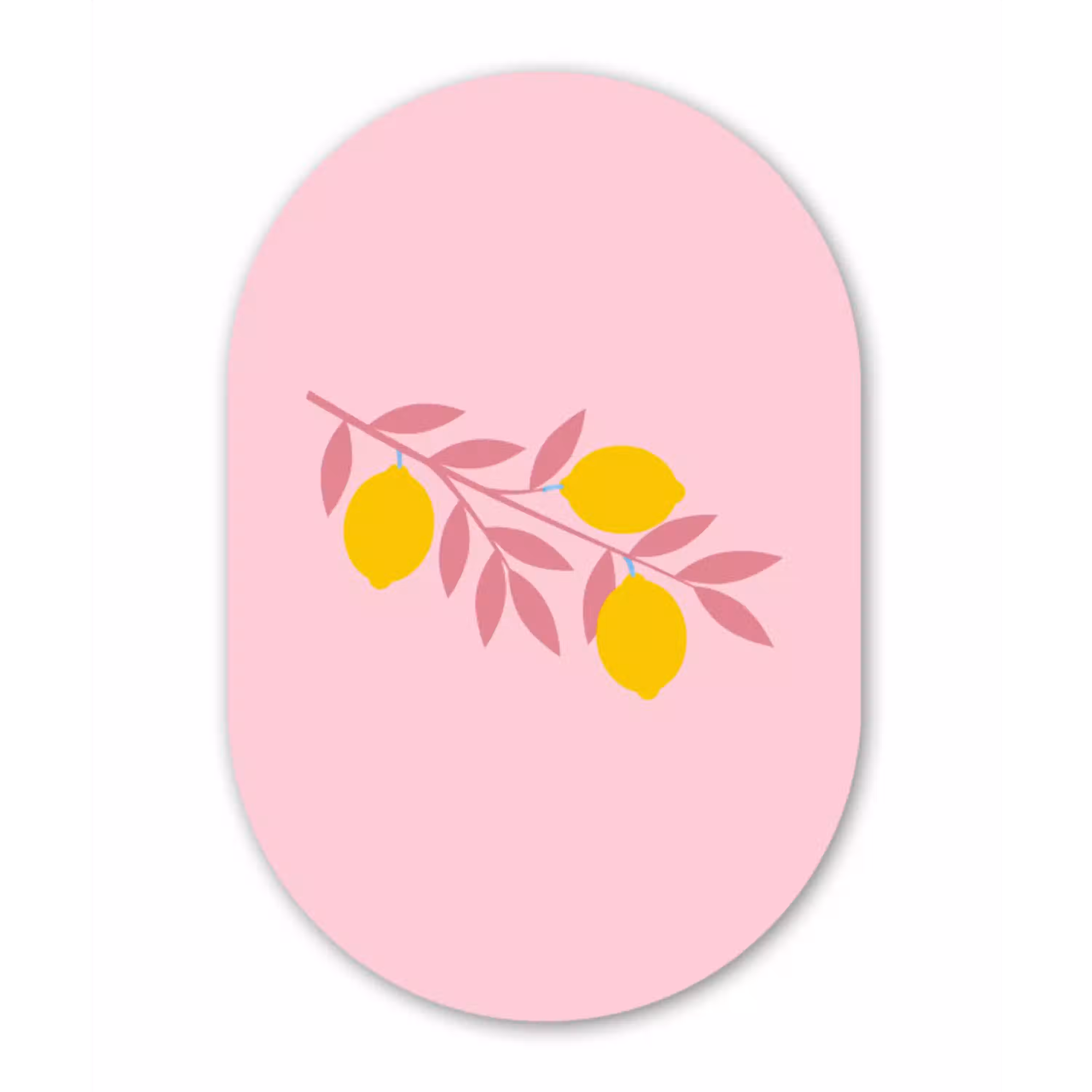 Fruit - Tak - Natuur - Abstract - Roze Wandcirkel Ovaal Aluminium middel -3d