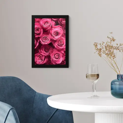 Rozen - Pink - Bloem fotolijst zwart zonder passe partout klein -sfeer4