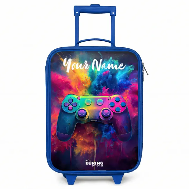 Kids' Suitcases with name Blue - Game - Controller - Colorful - Explosion