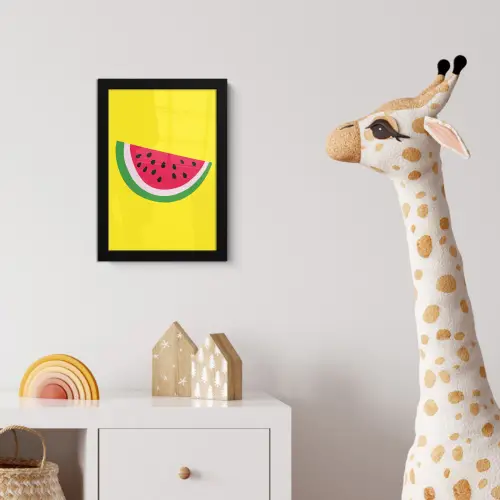 Fruit - Watermeloen - Geel fotolijst zwart zonder passe partout klein -usfeer4_kinderkamer