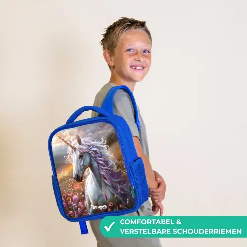 Pastel parelhoorn Kinderrugzak - Blauw middel -sfeer3_NL