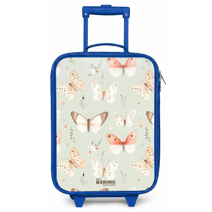 Vlinder patroon in zachte oranje en rode tinten Kinderkoffer - Blauw klein -zz3dotto