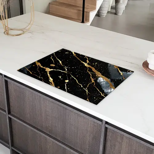 Zwart - Goud - Strepen Inductie beschermer vinyl 3mm klein -sfeer8