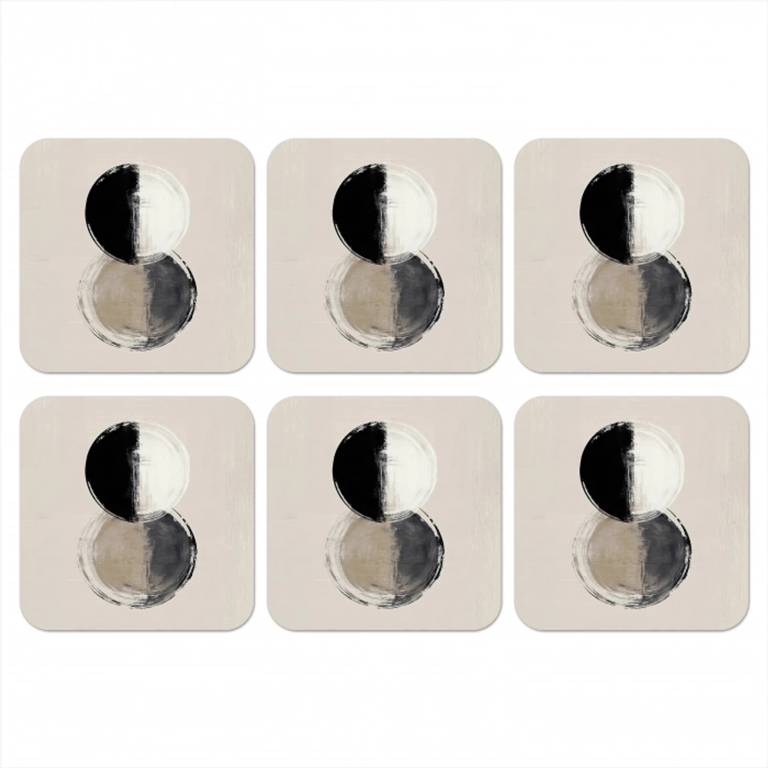 Cirkels - Strepen - Minimalistisch - Zwart onderzetter kurk middel -3d