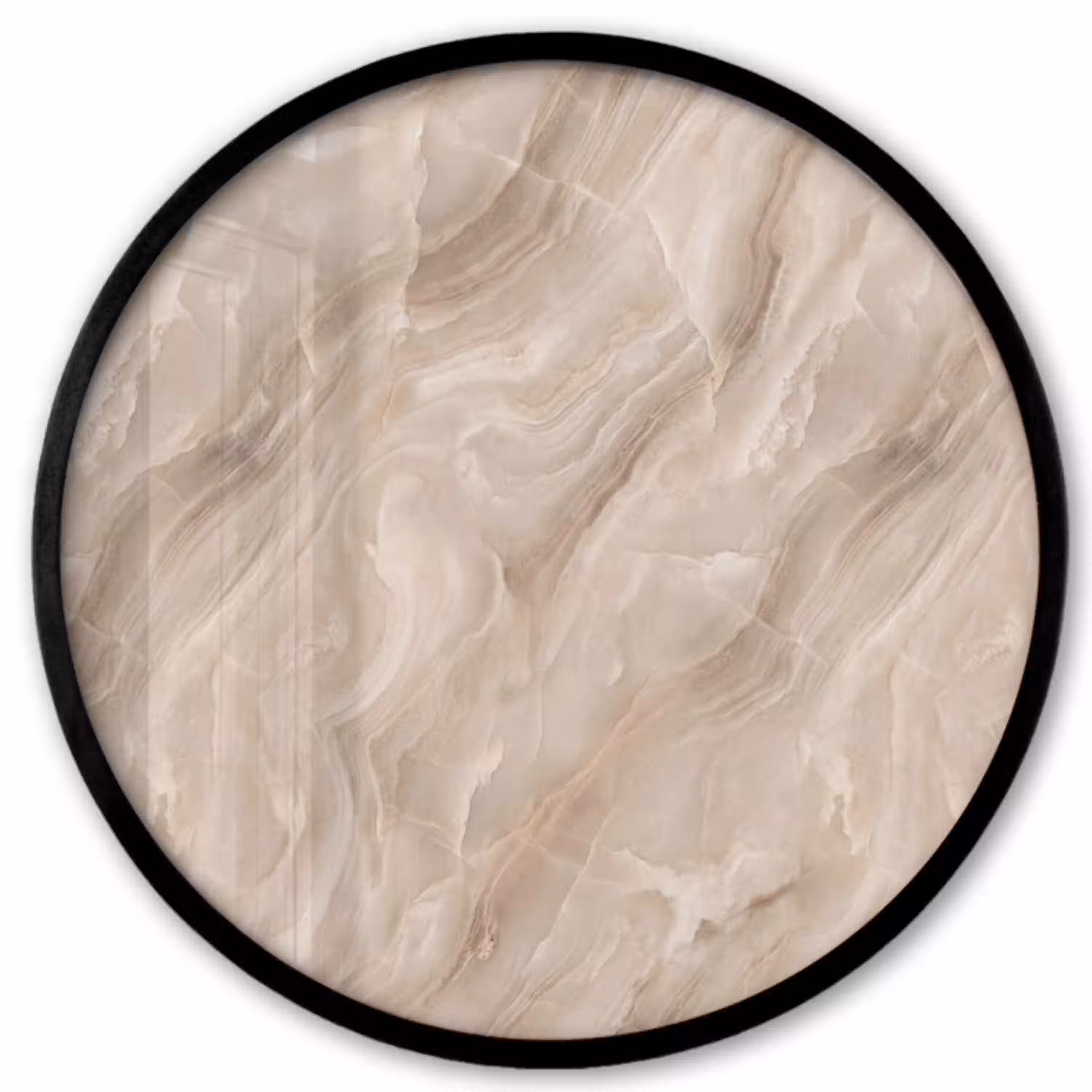 Steen - Golvend - Abstract - Beige Fotolijst rond zonder passe partout klein -3d