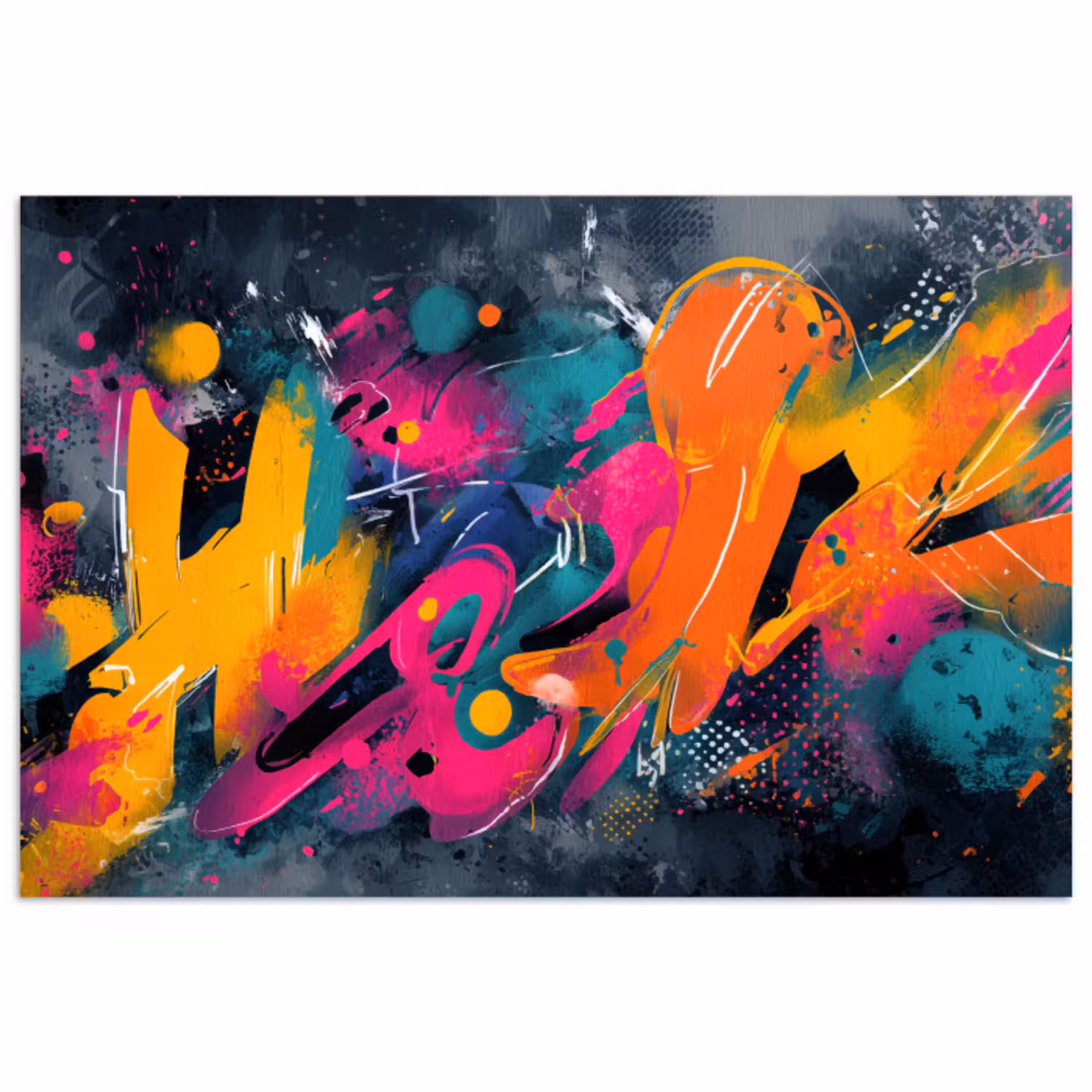 Abstract - Graffiti - Kleurrijk - Verfspatten poster papier klein -3d