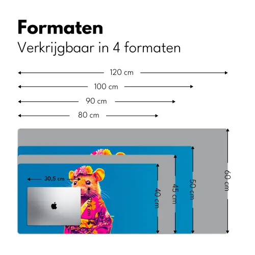 Muis - Kimono - Bloemen - Blauw Muismat XXL klein -sfeer5
