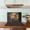 Uil - Vogel - Bloemen - Planten - Botanisch keuken achterwand spatscherm klein -sfeer2