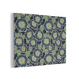 Bloemen - Borduurwerk - Patroon - Blauw - Groen PET vilt klein 837 -3d
