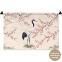 Aziatisch - Kraanvogel - Beige Wandkleed katoen klein -t3d_DE