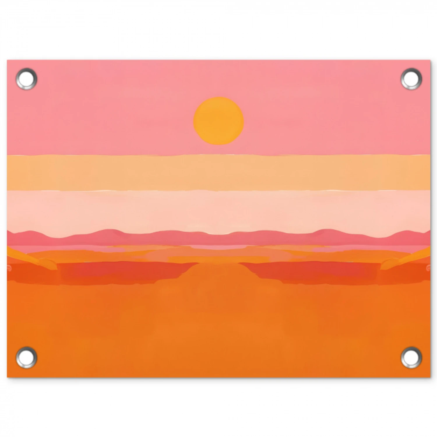 Zon - Abstract - Landschap - Oranje tuinposter los doek klein -3d