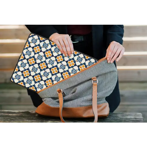 Klassiek - Geometrisch - Blauw laptophoes neopreen klein 279 -tas