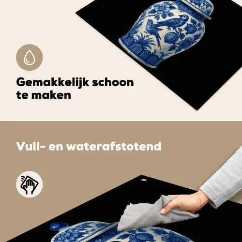 Pot - Delfts Blauw - Bloemen Inductie beschemer met haakjes klein -ky-schoon-nl