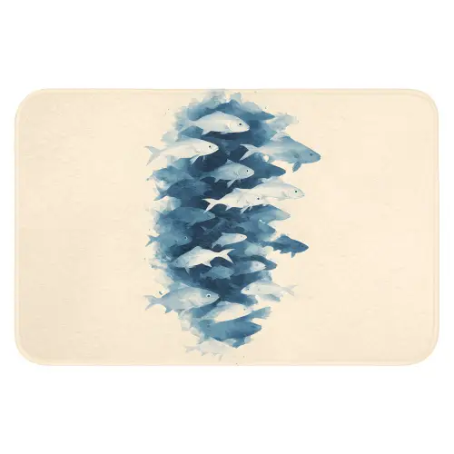 Vissen - Minimalistisch - Blauw Badmat klein -3d