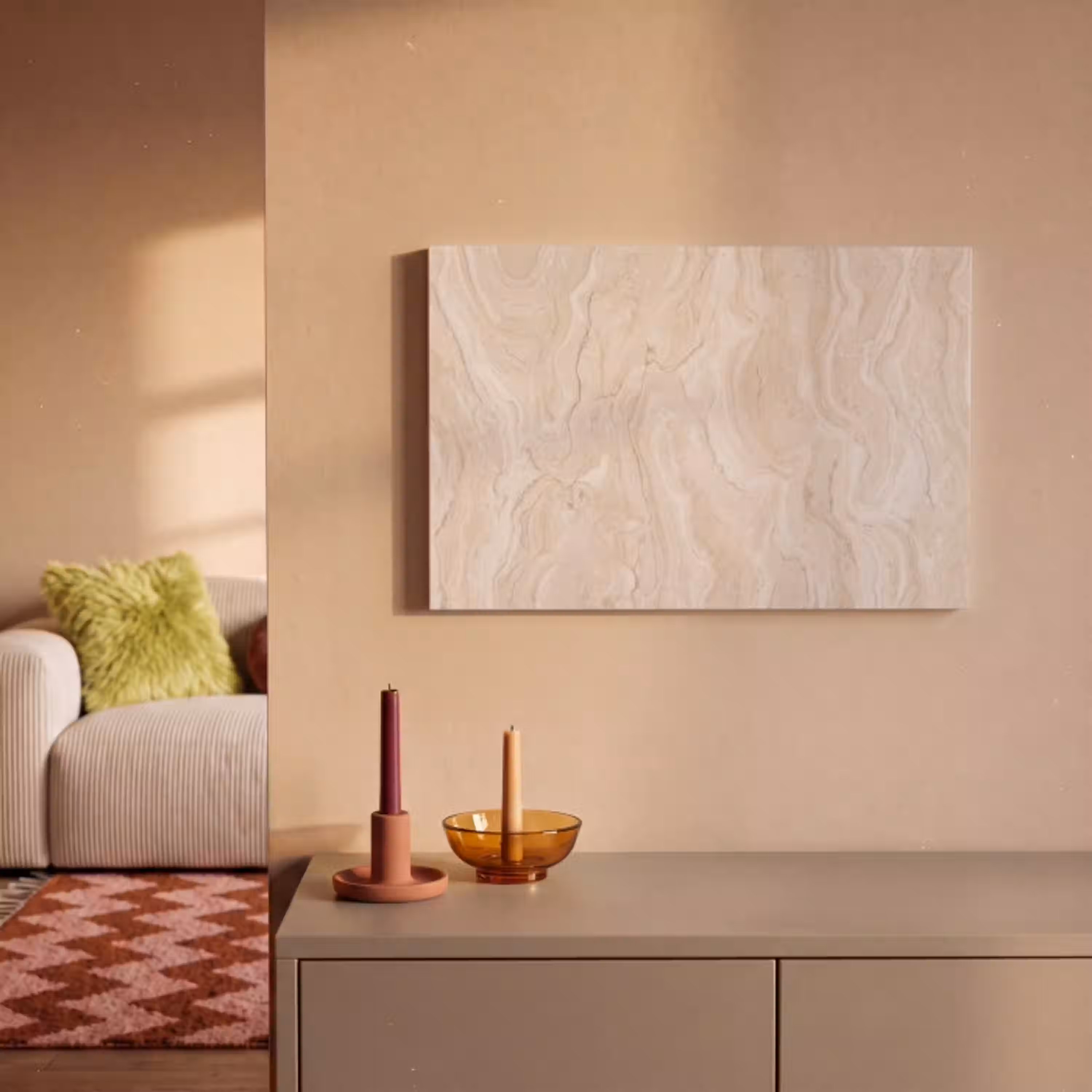 Marmer - Patroon - Beige - Steen - Abstract canvas 2cm klein -sfeer1