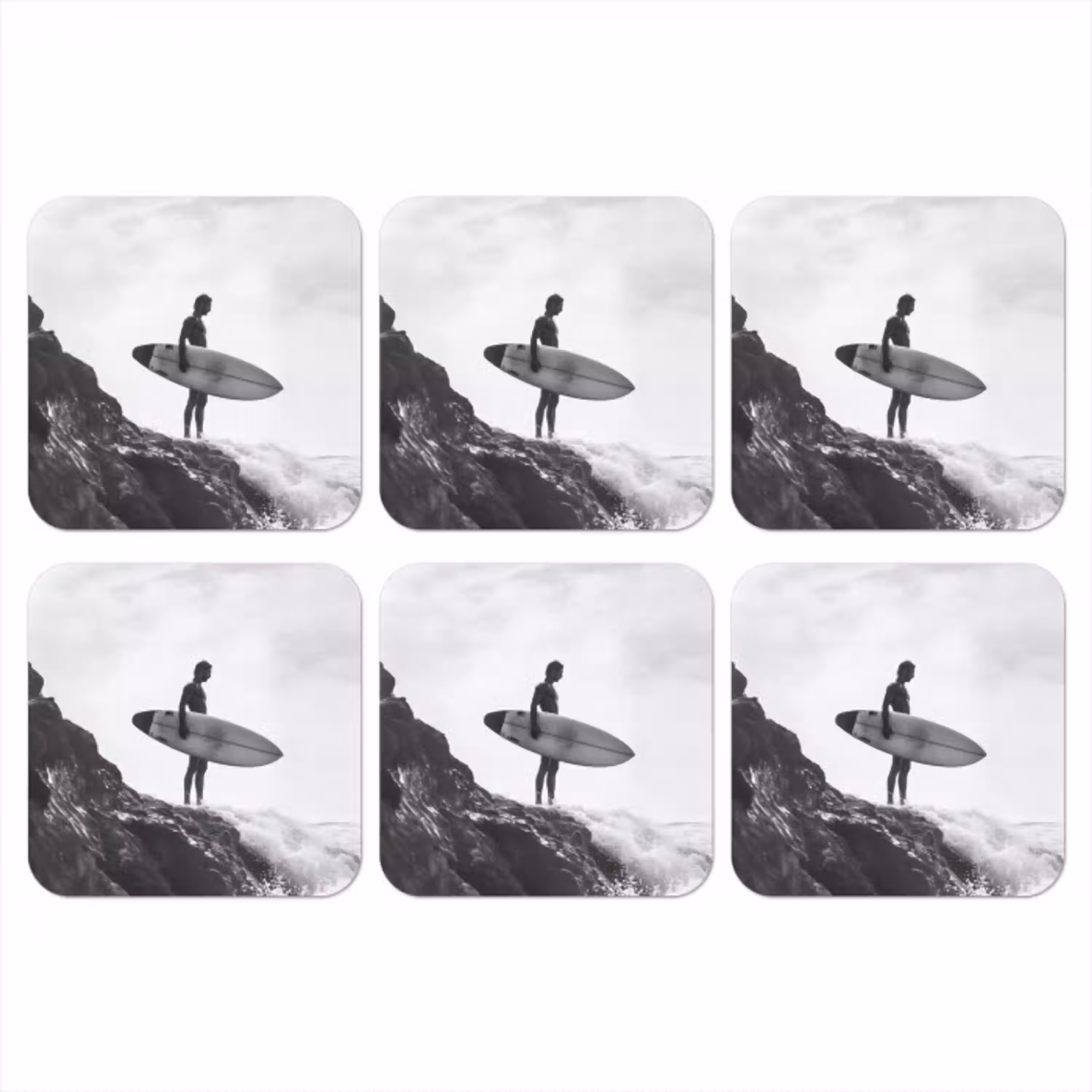 Surfer - Rots - Oceaan - Golven onderzetter kurk middel -3d