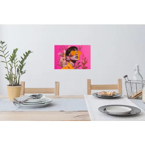 Zonnebril - Oranje - Vrouw - Planten Muursticker klein -eettafel