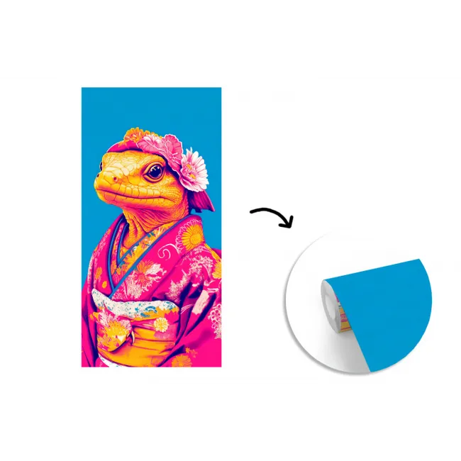 Bloemenkrans - Hagedis - Kimono - Paars fotobehang vinyl groot -3d