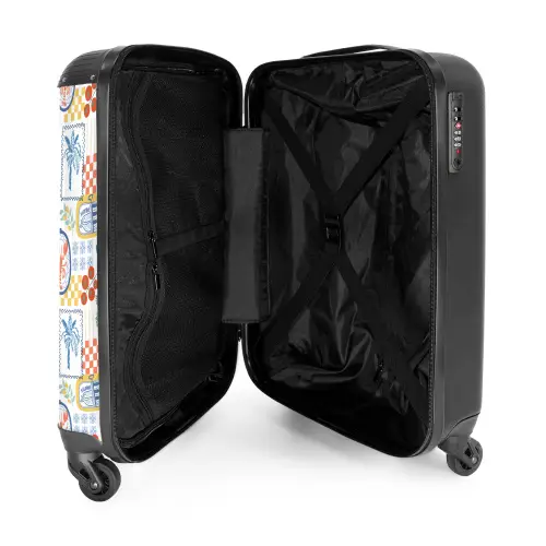 Zomer strand print kleurrijk NBS - Handbagage koffer - Kinderen Unisex middel -binnenkant