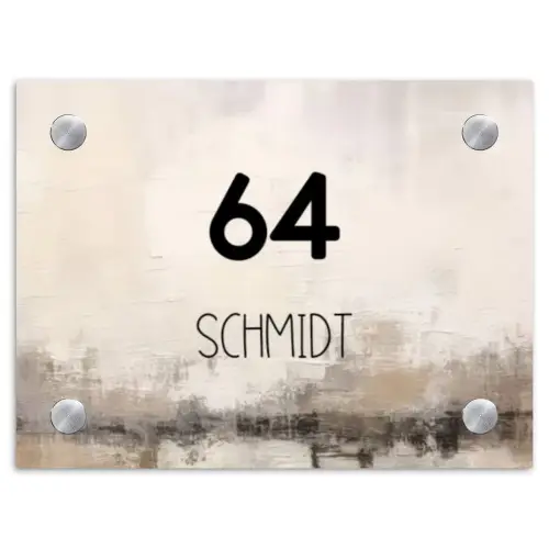Geschilderd - Modern Naambord Rechthoek middel -3d