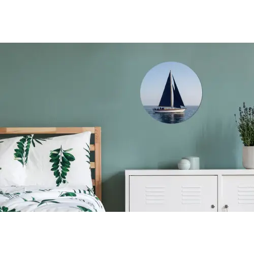 Zeilboot - Zee - Blauw Wandcirkel aluminium klein -slaapkamer